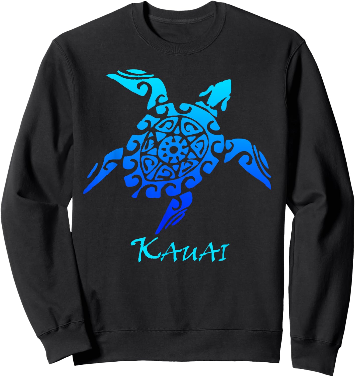 Kauai, Hawaii Vintage Retro Tribal Turtle Vacation Sweatshirt - Sweatshirt | Black