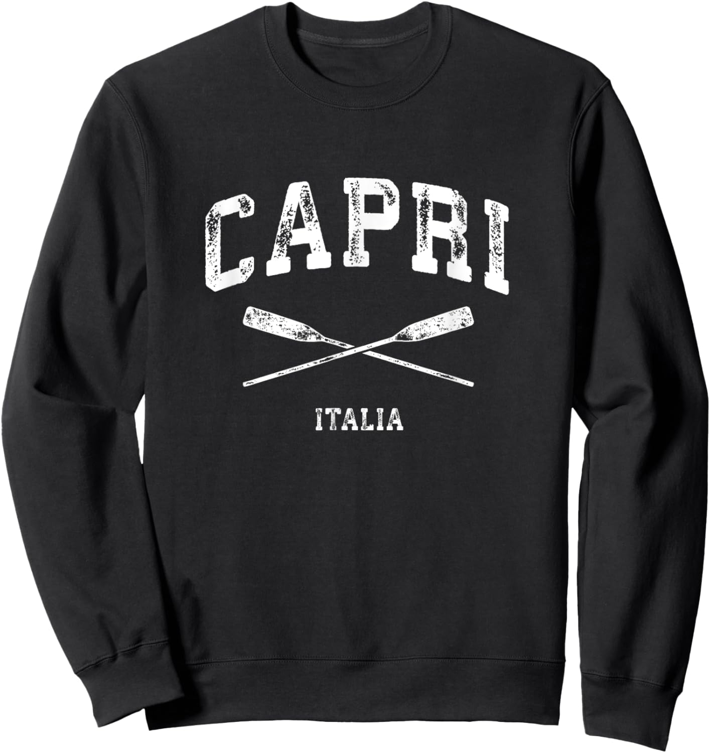 Capri Italy Vintage Nautical Crossed Oars Sweatshirt - Sweatshirt | Black
