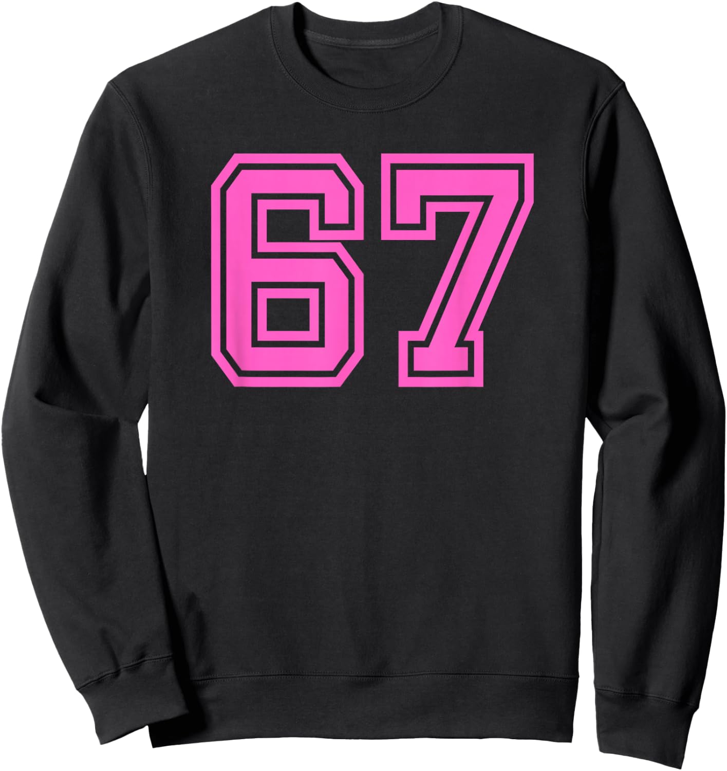 Pink Retro Sports Team Number #67 Sweatshirt - Sweatshirt | Black