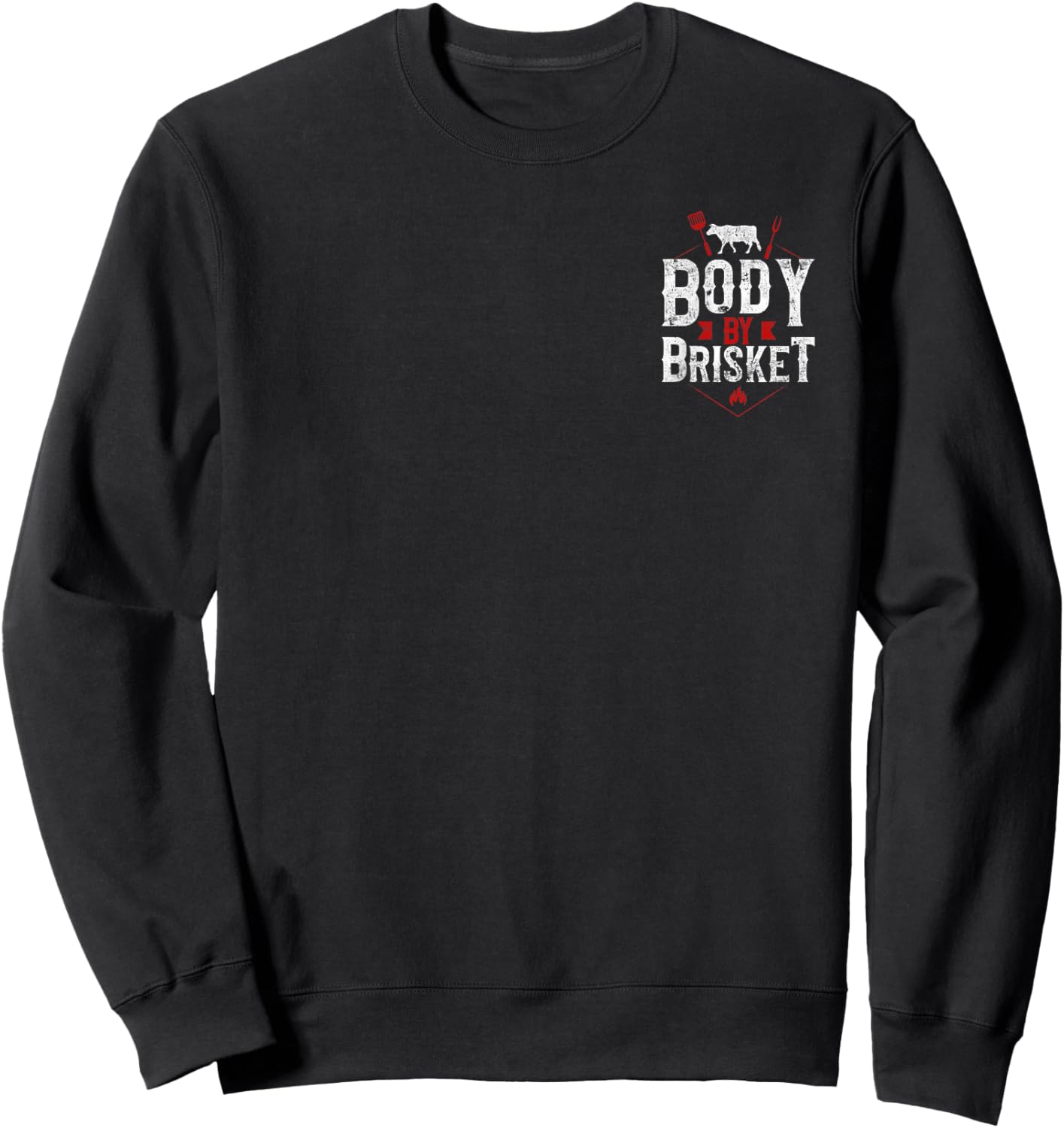 BBQ Smoker Body By Brisket Badge Cow Sweatshirt - Sweatshirt | Black