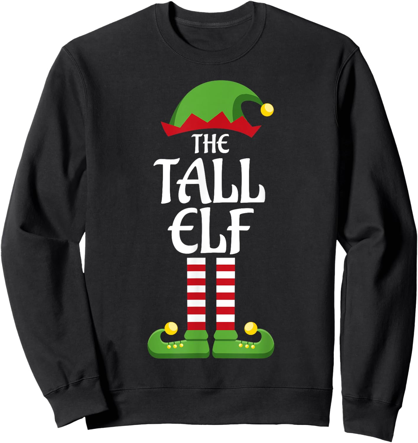 Tall Elf Family Matching Group Christmas Sweatshirt - Sweatshirt | Black