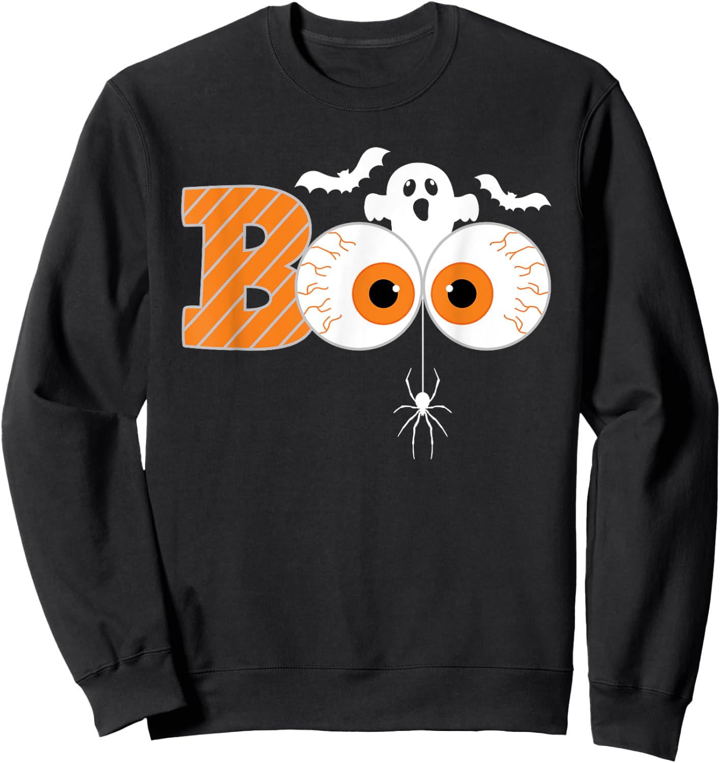 Halloween Ghost Boo Eyeball With Bat Halloween Costume Sweatshirt - Sweatshirt | Black