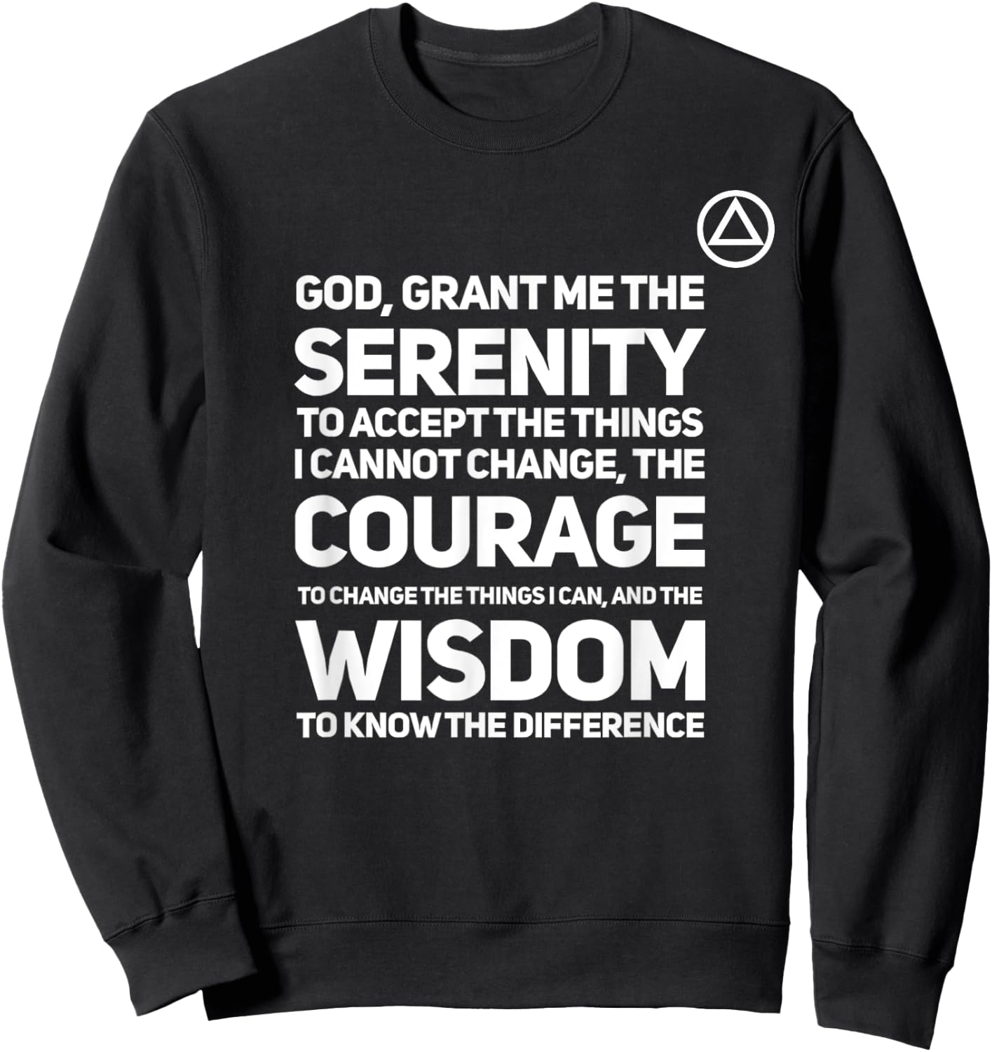 Serenity Prayer with Aa Logo Alcoholics Anonymous Sweatshirt - Sweatshirt | Black