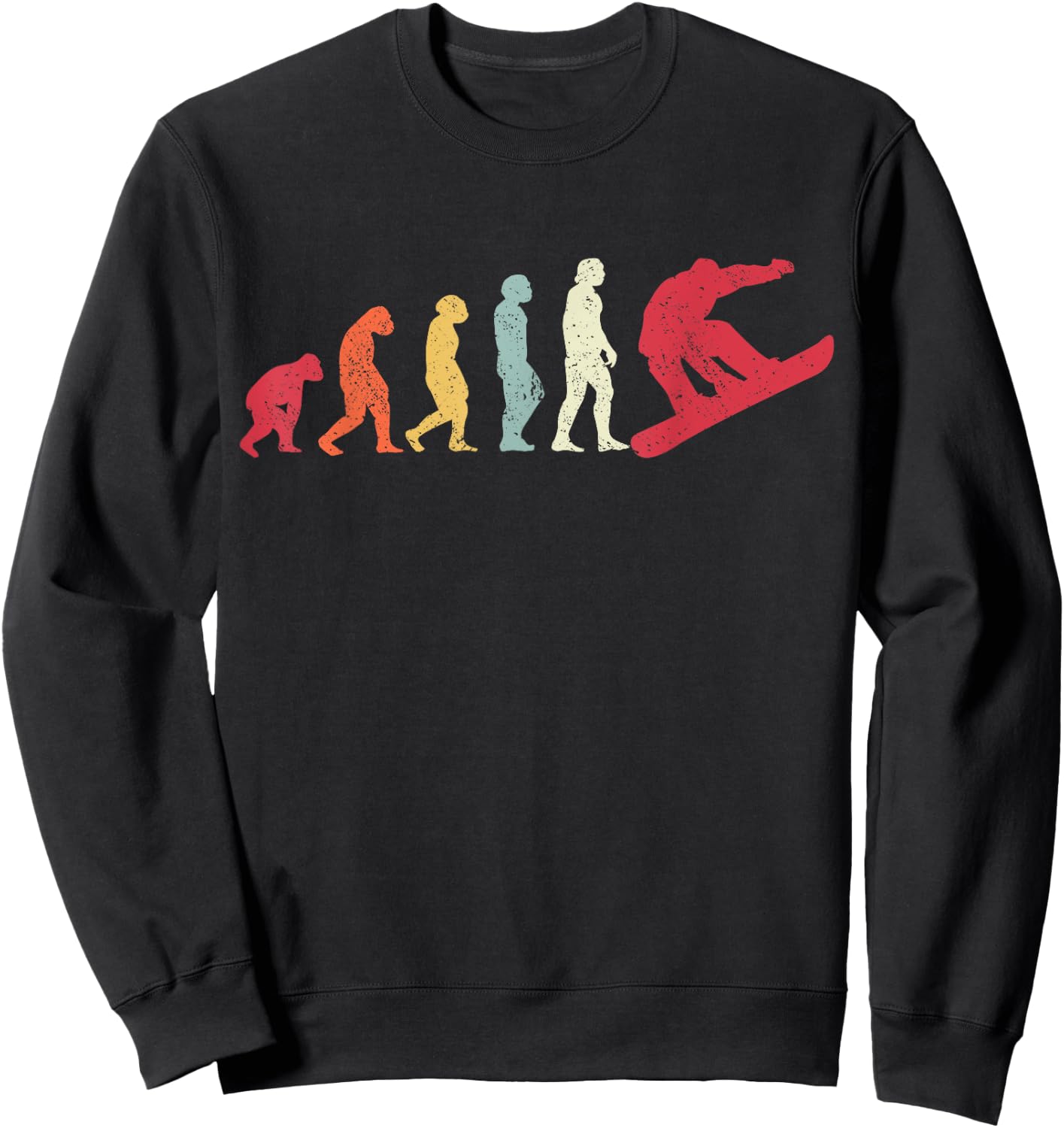 Snowboard Evolution Of Man Boarder Monkey Ape To Snowboarder Sweatshirt - Sweatshirt | Black