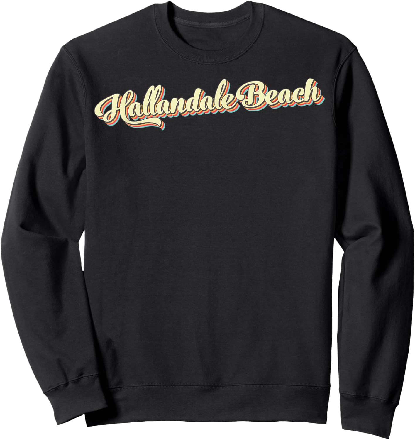 Hallandale Beach Retro Art Baseball Font Vintage Women Kids Sweatshirt - Sweatshirt | Black