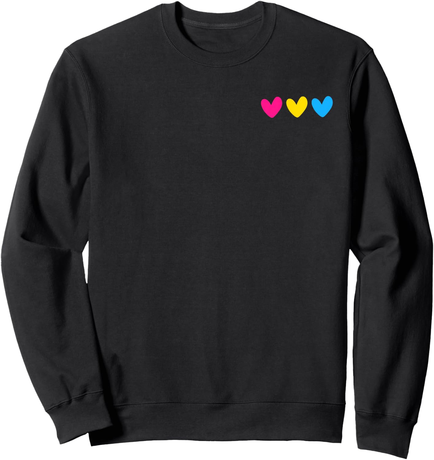 Subtle Pansexual Hearts Clothes Pan Pride Ally Merch Stuff Sweatshirt - Sweatshirt | Black