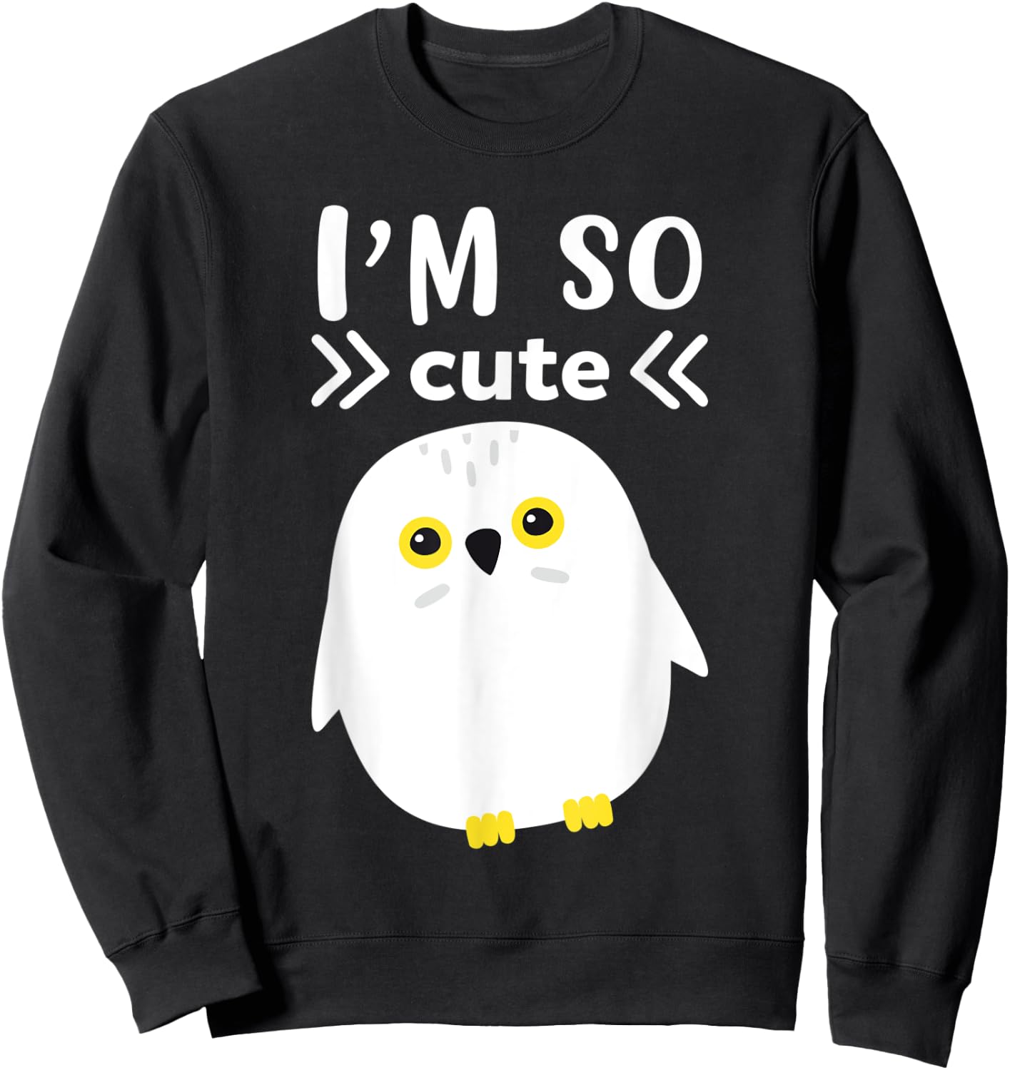 I`m So Cute White Snow Owl I Kingfisher I Kids Snow Owl Sweatshirt - Sweatshirt | Black