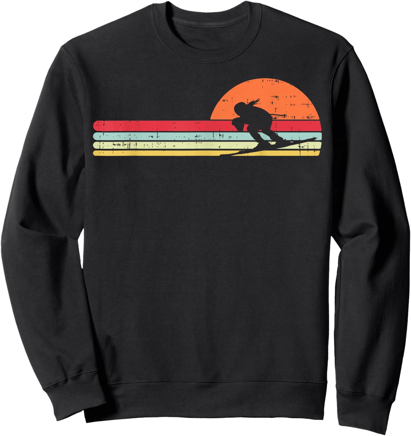 Girl Skiing Retro Snow Winter Sports Ski Lover Women Gift Sweatshirt - Sweatshirt | Black