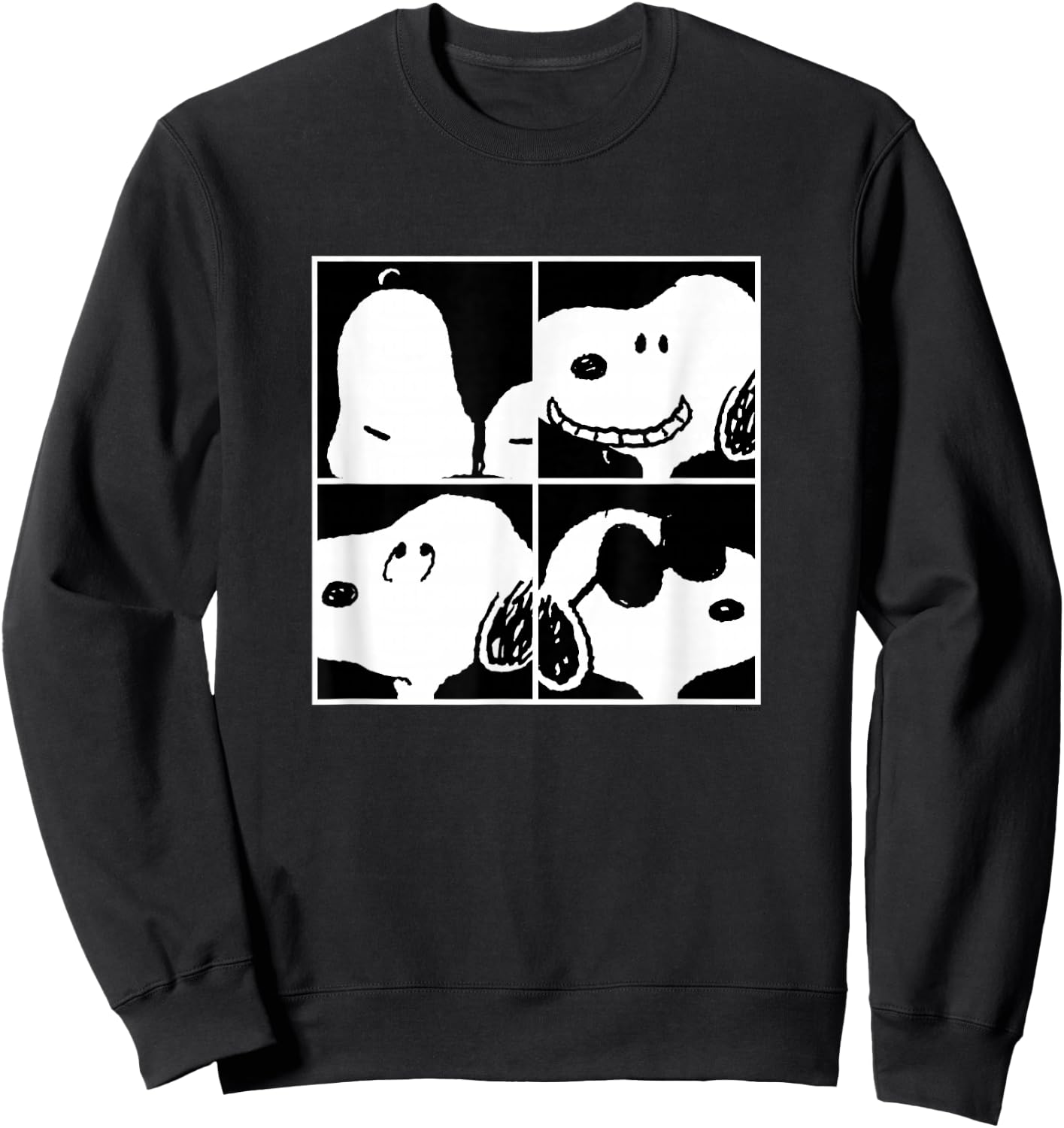 Peanuts - Snoopy Faces Square Grid Sweatshirt - Sweatshirt | Black