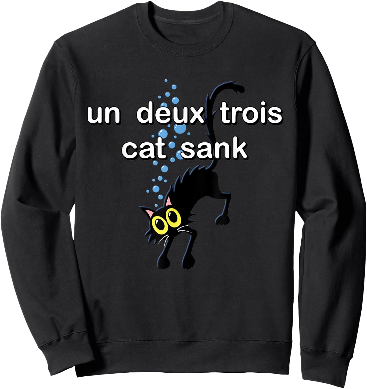 Un Deux Trois Cat - Funny French Language Cute Cat Sweatshirt - Sweatshirt | Black
