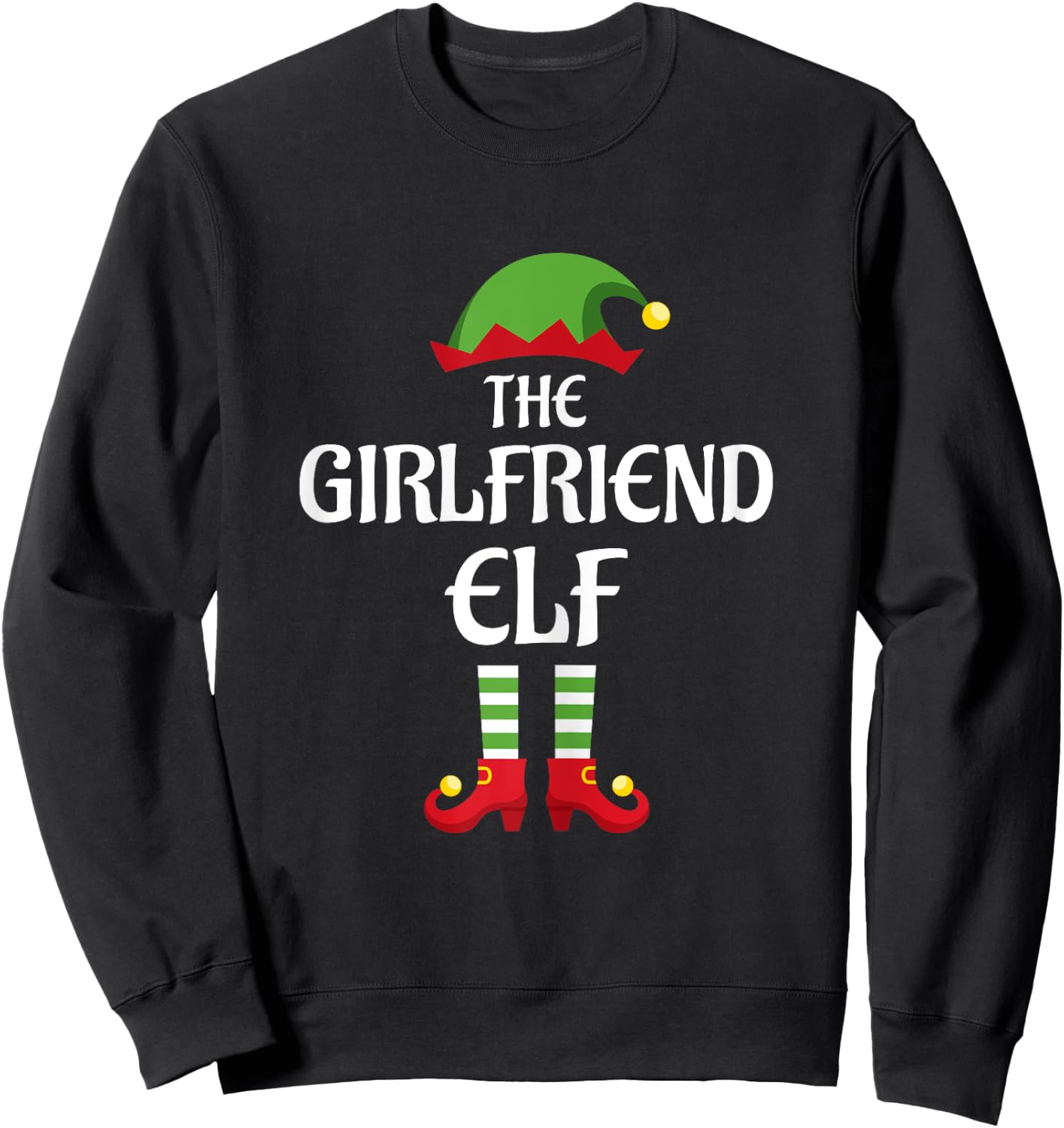 Girlfriend Elf Family Matching Group Christmas Sweatshirt - Sweatshirt | Black