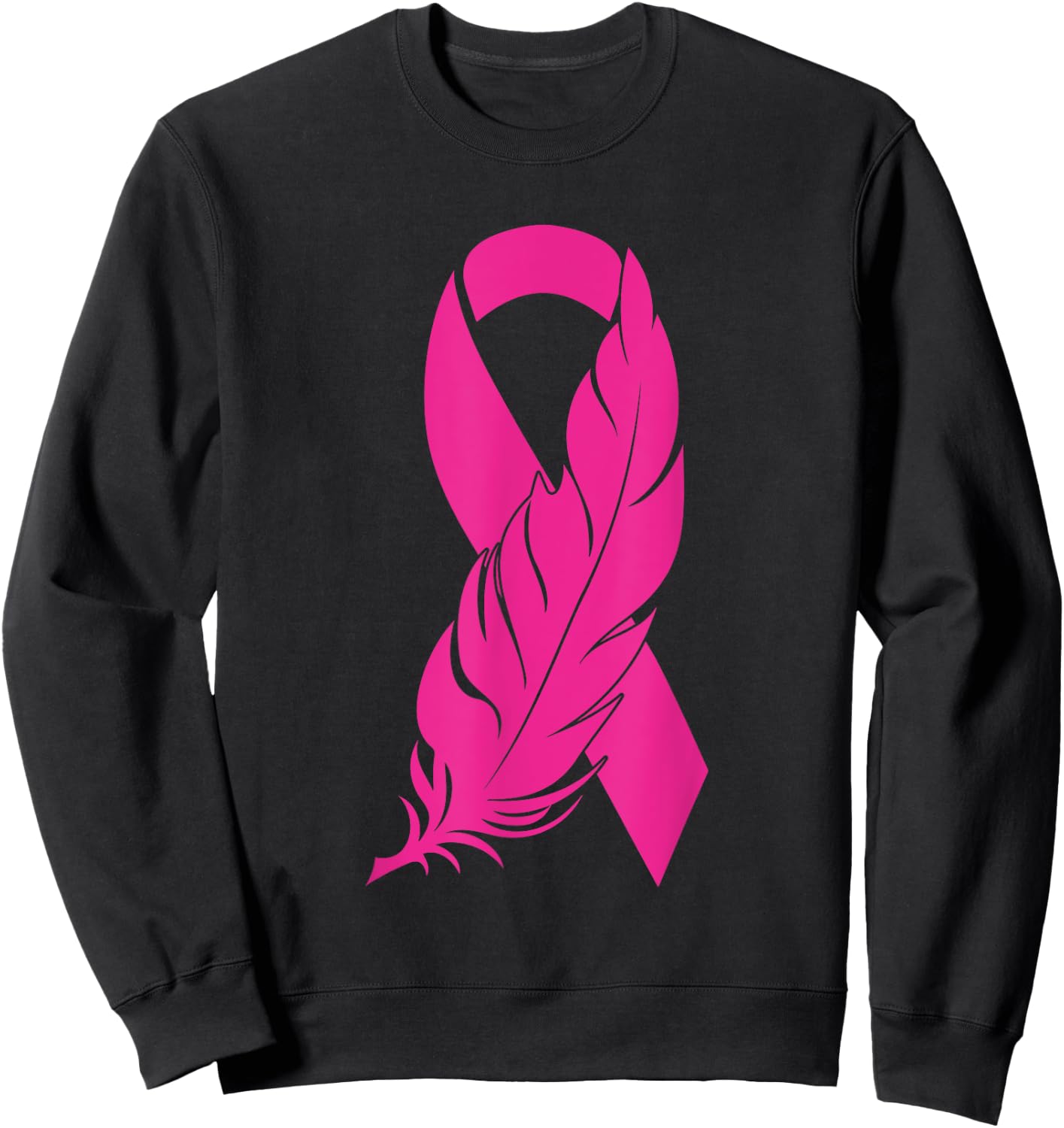 Breast Cancer Survivor Awareness Women Feather Pink Ribbon Sweatshirt - Sweatshirt | Black