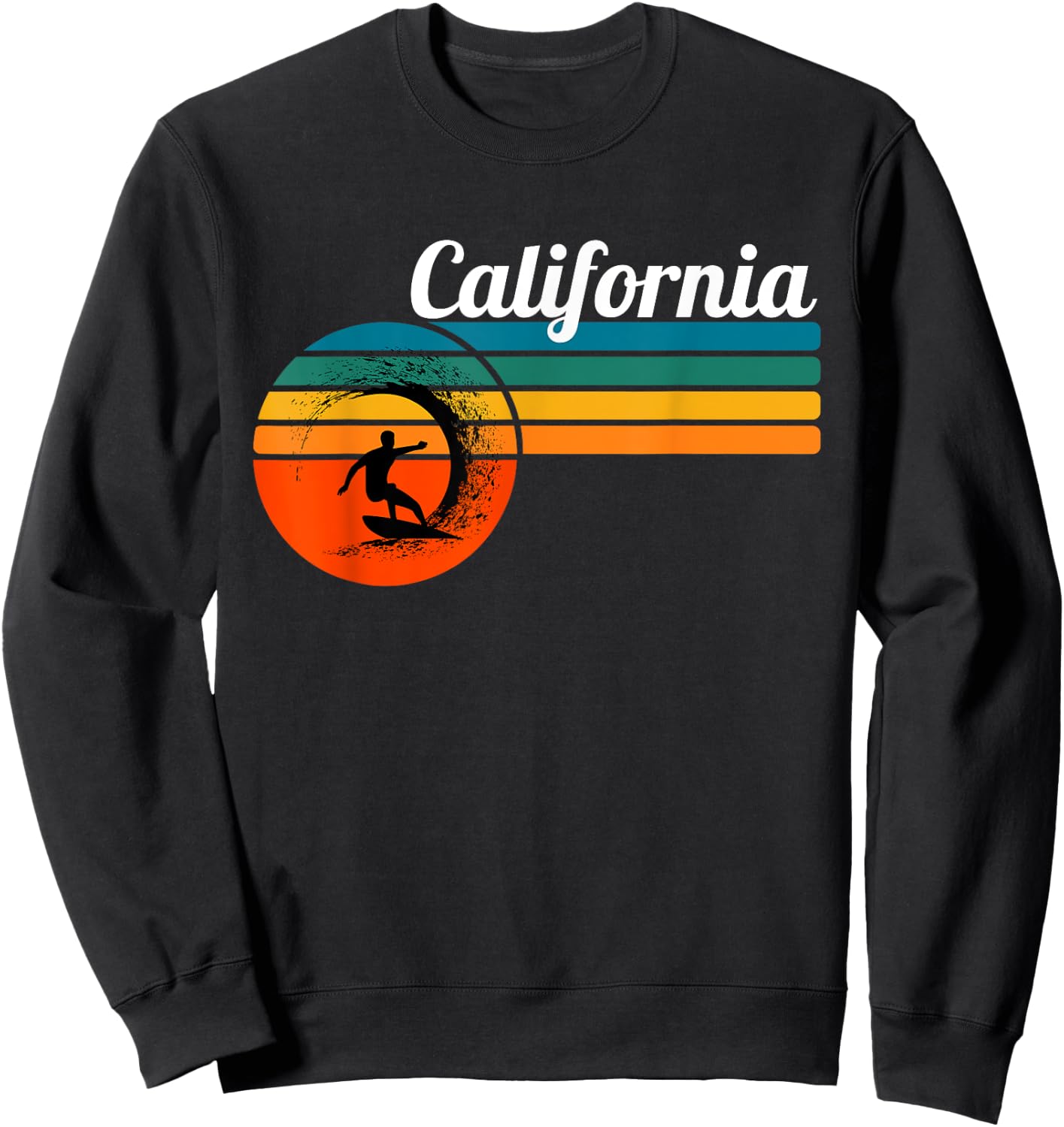 Surf California Beach Vintage Retro Surf Men Women Girls Kids Sweatshirt - Sweatshirt | Black