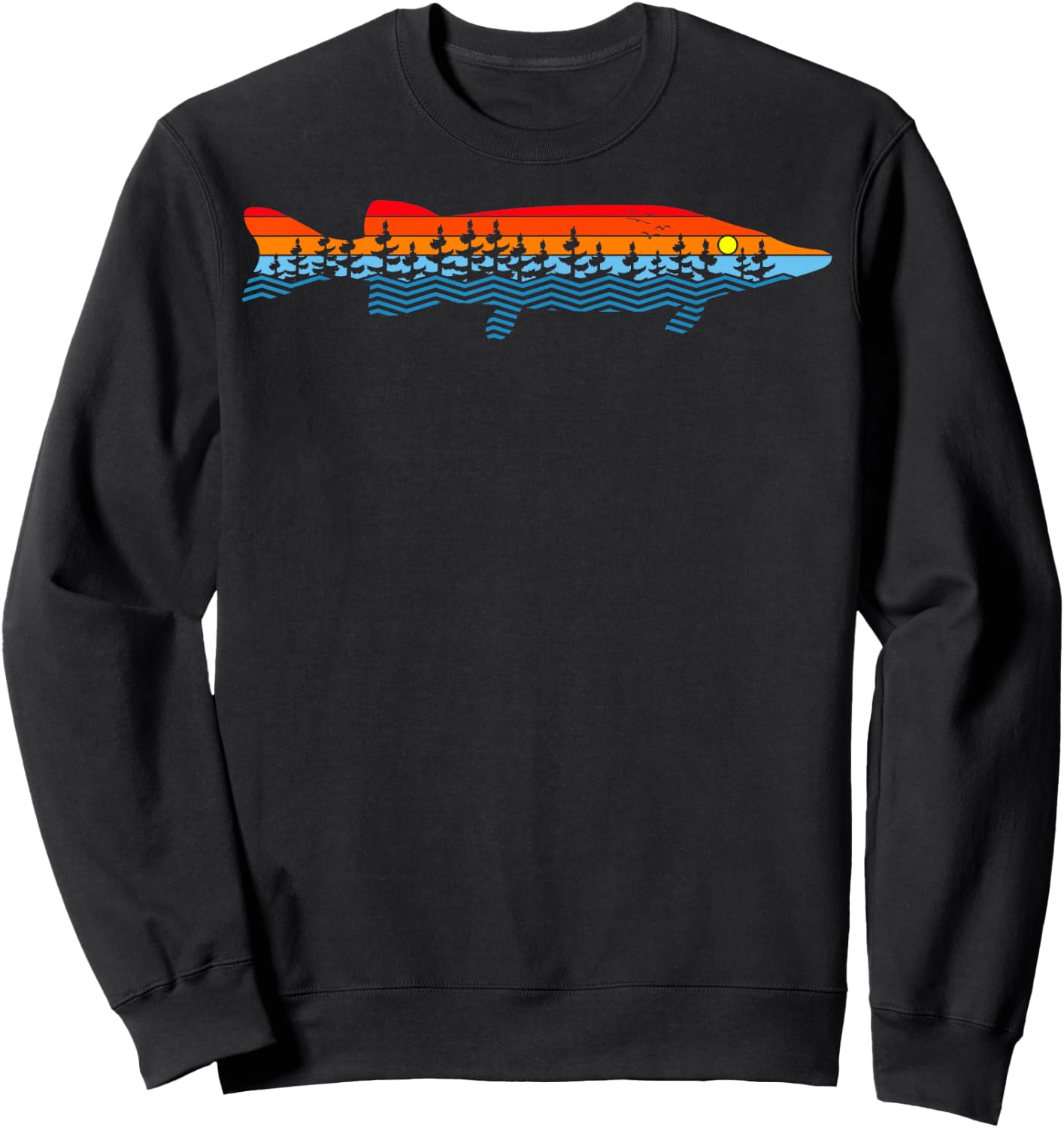 Vintage Nature Outdoor Fishing - Fisher Chain Pickerel Sweatshirt - Sweatshirt | Black