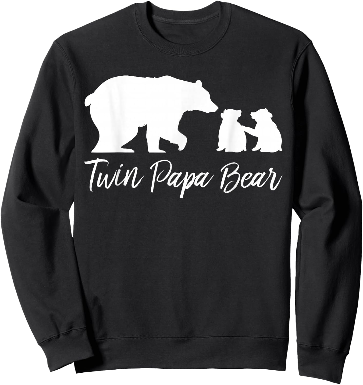 Twin Papa Bear With Two Baby Cubs Sweatshirt - Sweatshirt | Black