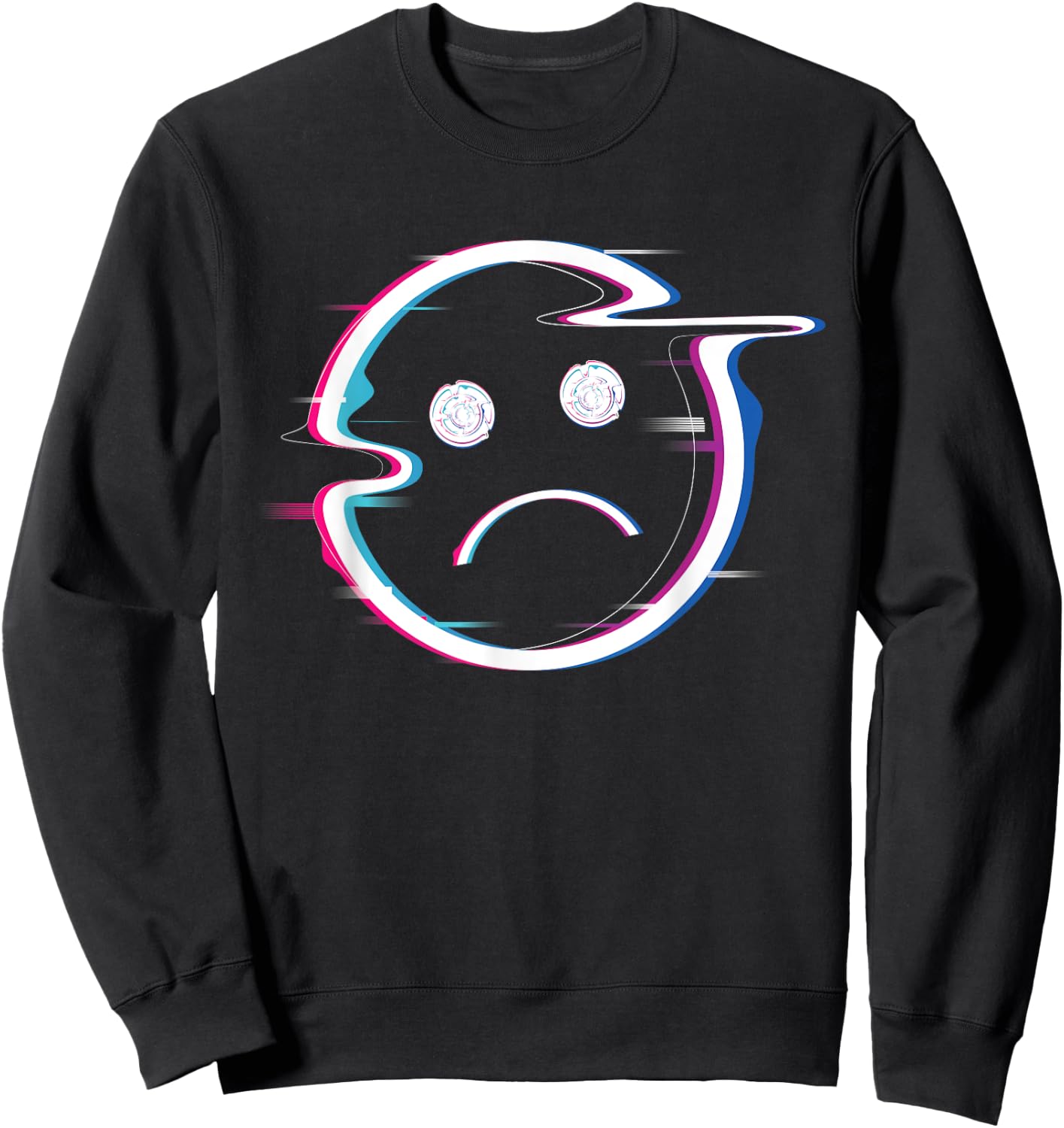 Sad Boi Pink Aesthetic Vaporwave Sadboi Sad Face Glitch Art Sweatshirt - Sweatshirt | Black