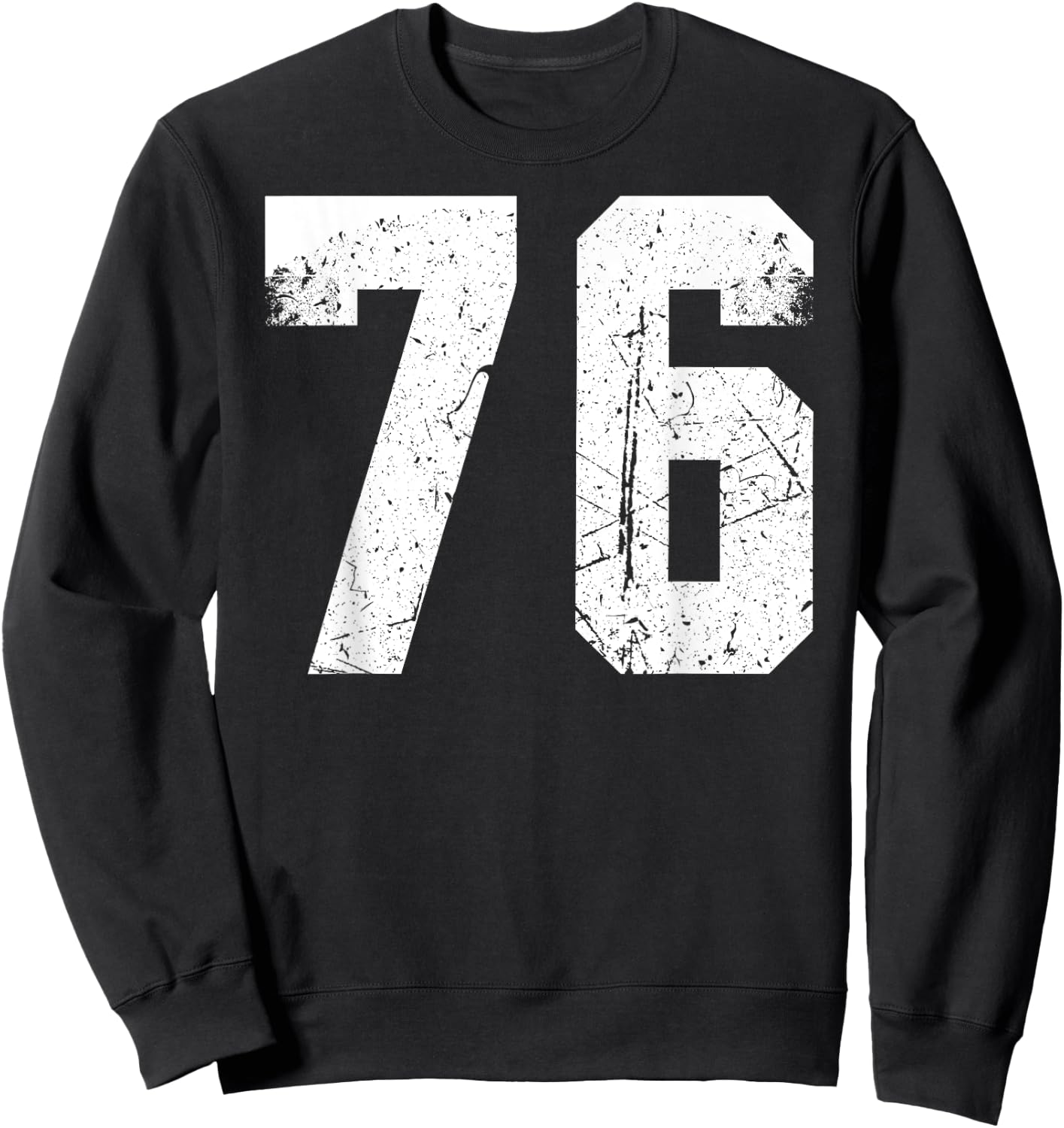 Number #76 Sport White Vintage Number Sweatshirt - Sweatshirt | Black