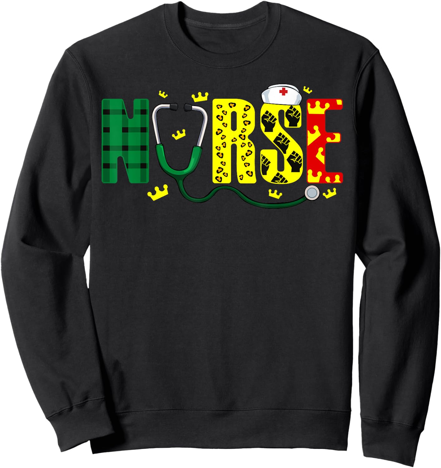 Nurse Stethoscope Juneteenth Melanin Pride African American Sweatshirt - Sweatshirt | Black