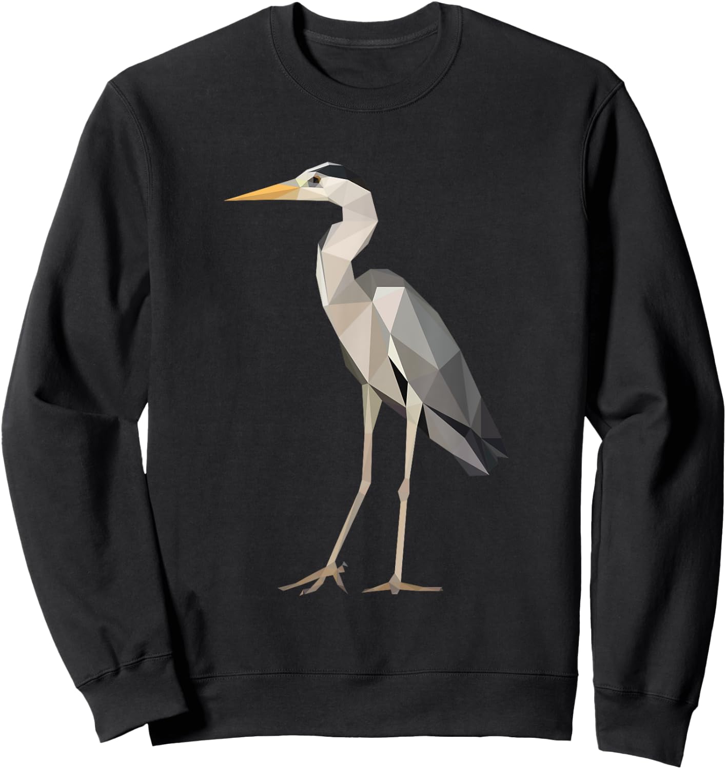 Poly Heron Wildlife Bird Birdwatcher Sweatshirt - Sweatshirt | Black