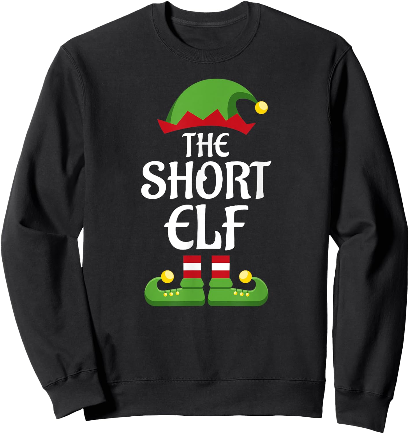 Short Elf Family Matching Group Christmas Sweatshirt - Sweatshirt | Black
