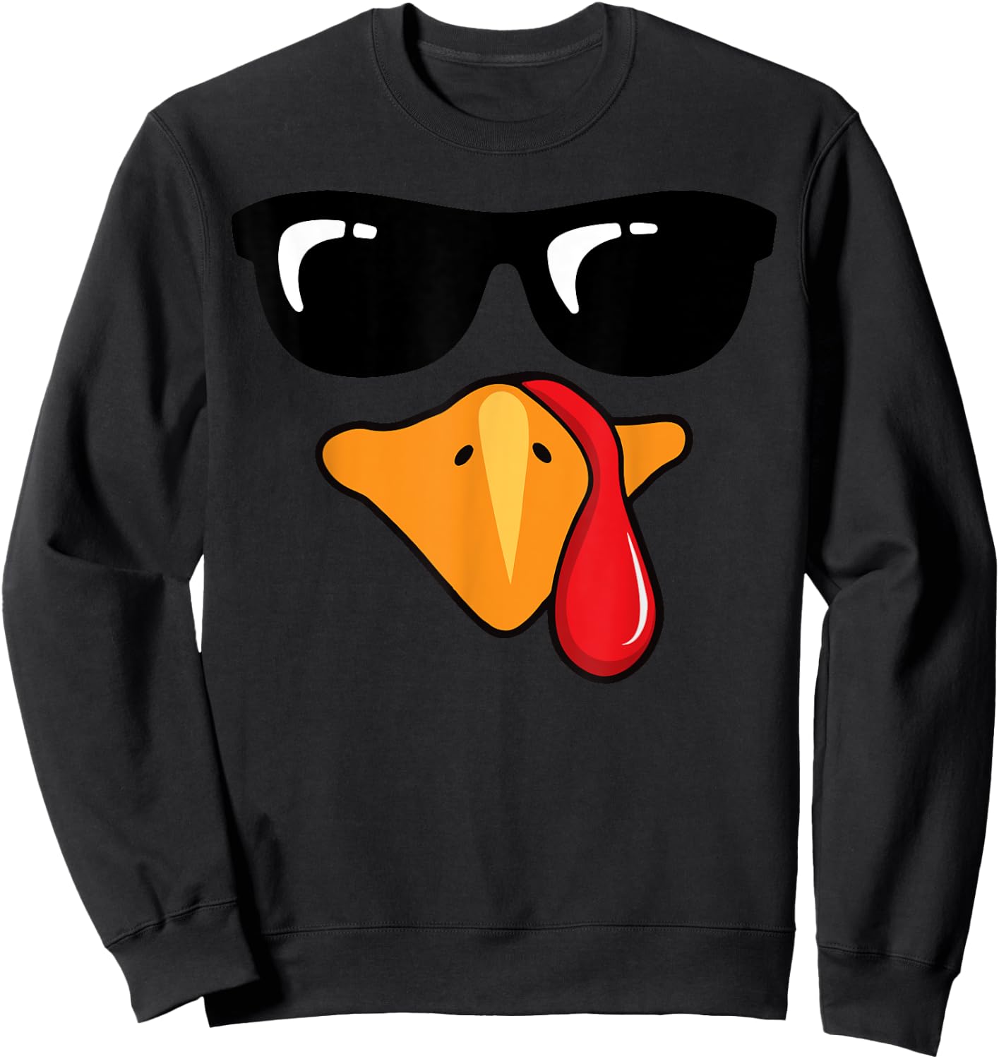 Coolest Turkey Face Funny Thanksgiving Day for Kids Sweatshirt - Sweatshirt | Black