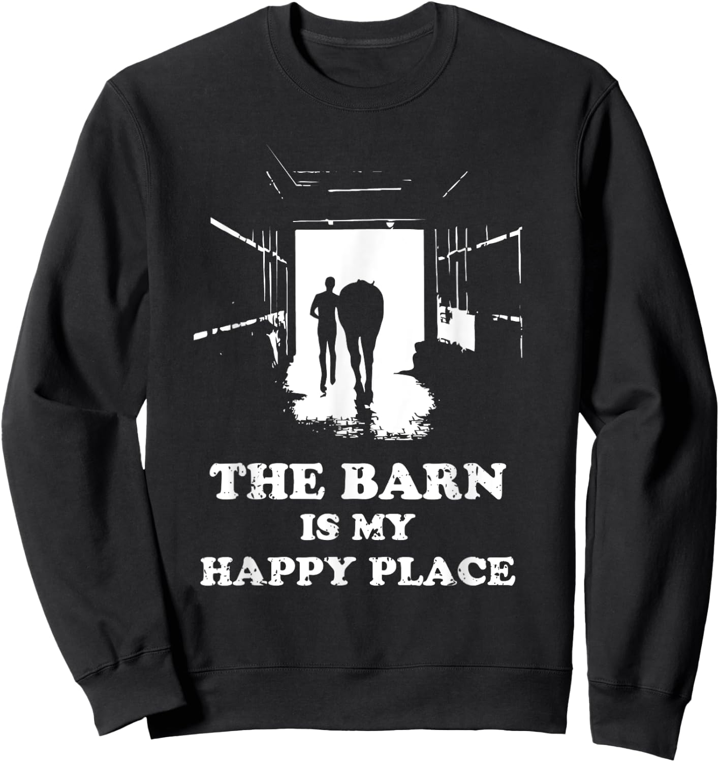 The Barn Is My Happy Place Horse Lover Men Kids Sweatshirt - Sweatshirt | Black