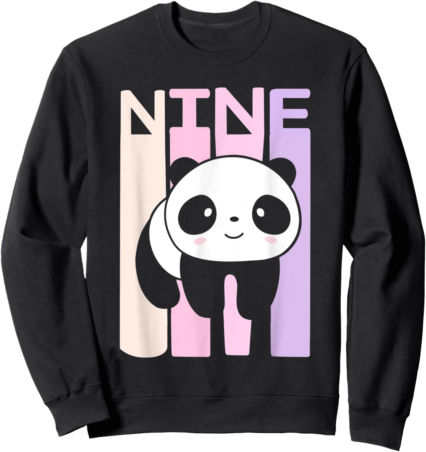 Kids 9 Year Old Cute Panda Bear Birthday Decoration Party Sweatshirt - Sweatshirt | Black