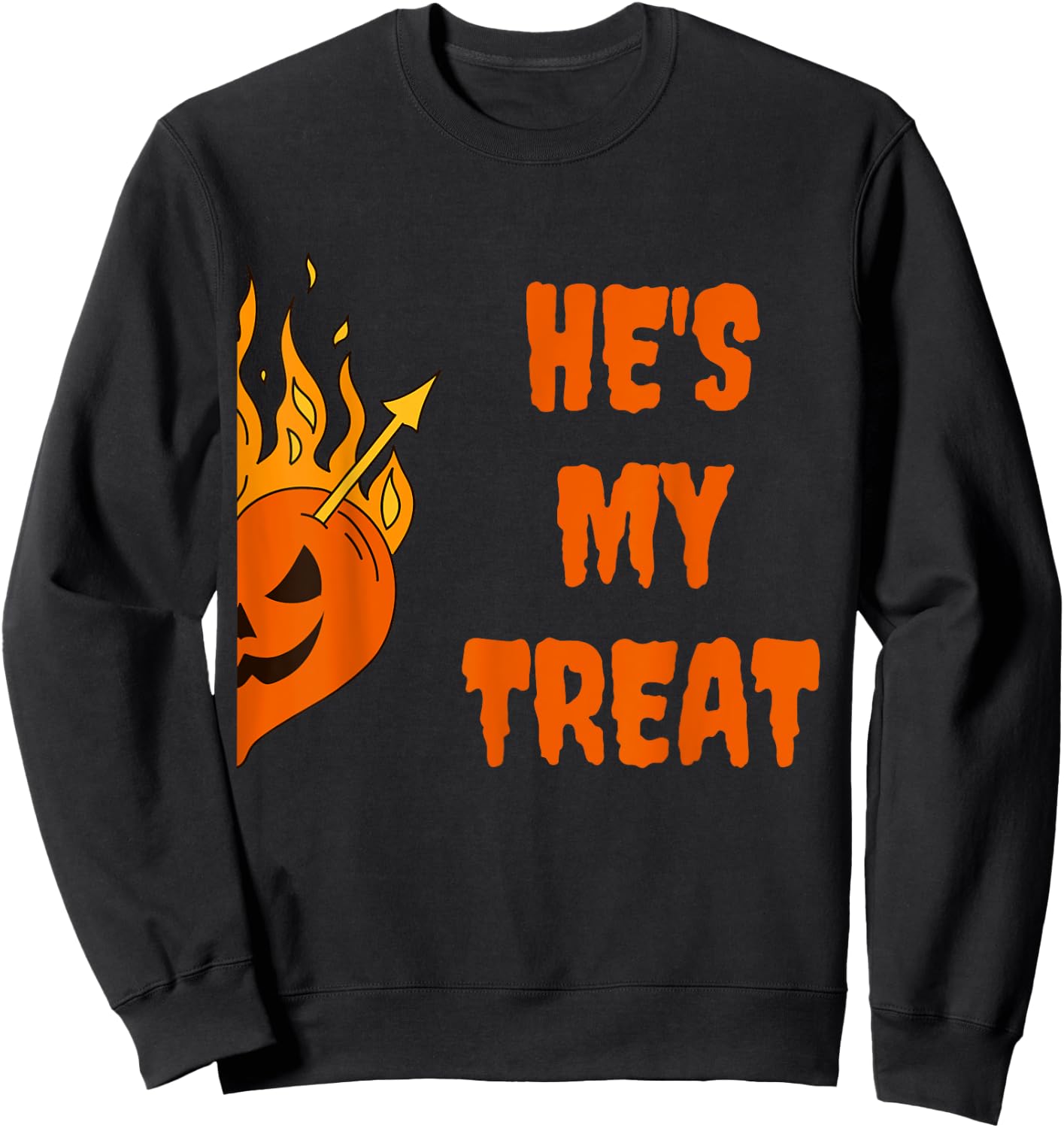 He's My Treat She's My Trick Halloween Matching Set Couples Sweatshirt - Sweatshirt | Black