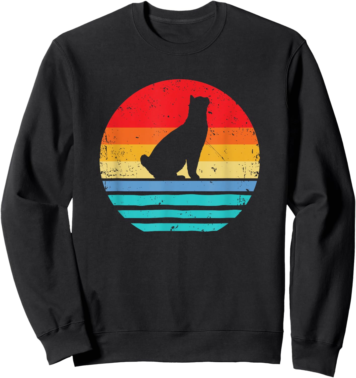 Manx Cat Shirt for Cat People Vintage Sunset Retro Cat Sweatshirt - Sweatshirt | Black