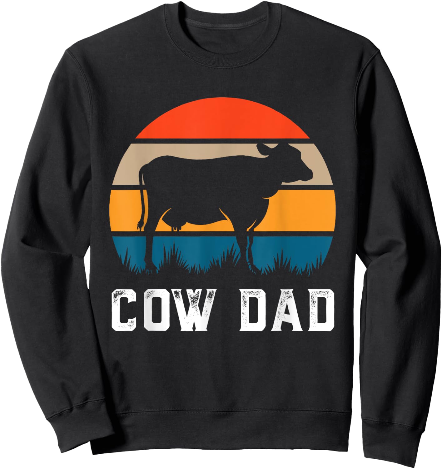 Cow Dad Funny Cattle Gift Dairy Farmer Herdsman Cow Lover Sweatshirt - Sweatshirt | Black