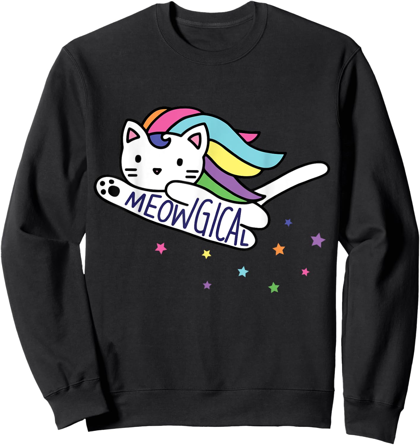 Meowgical Caticorn Cat Unicorn Kittycorn Sweatshirt - Sweatshirt | Black