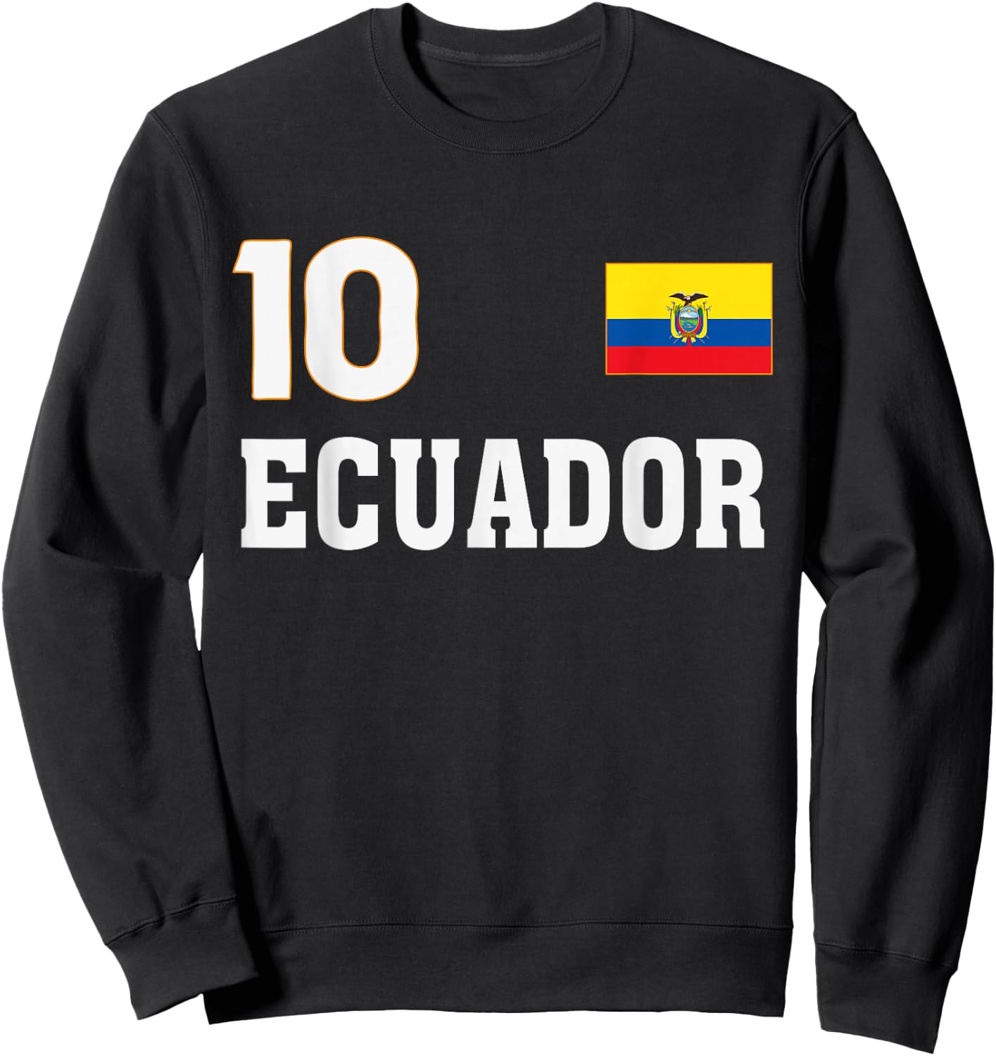 Ecuador Flag Number 10 Shield Emblem National Pride Sweatshirt - Sweatshirt | Black