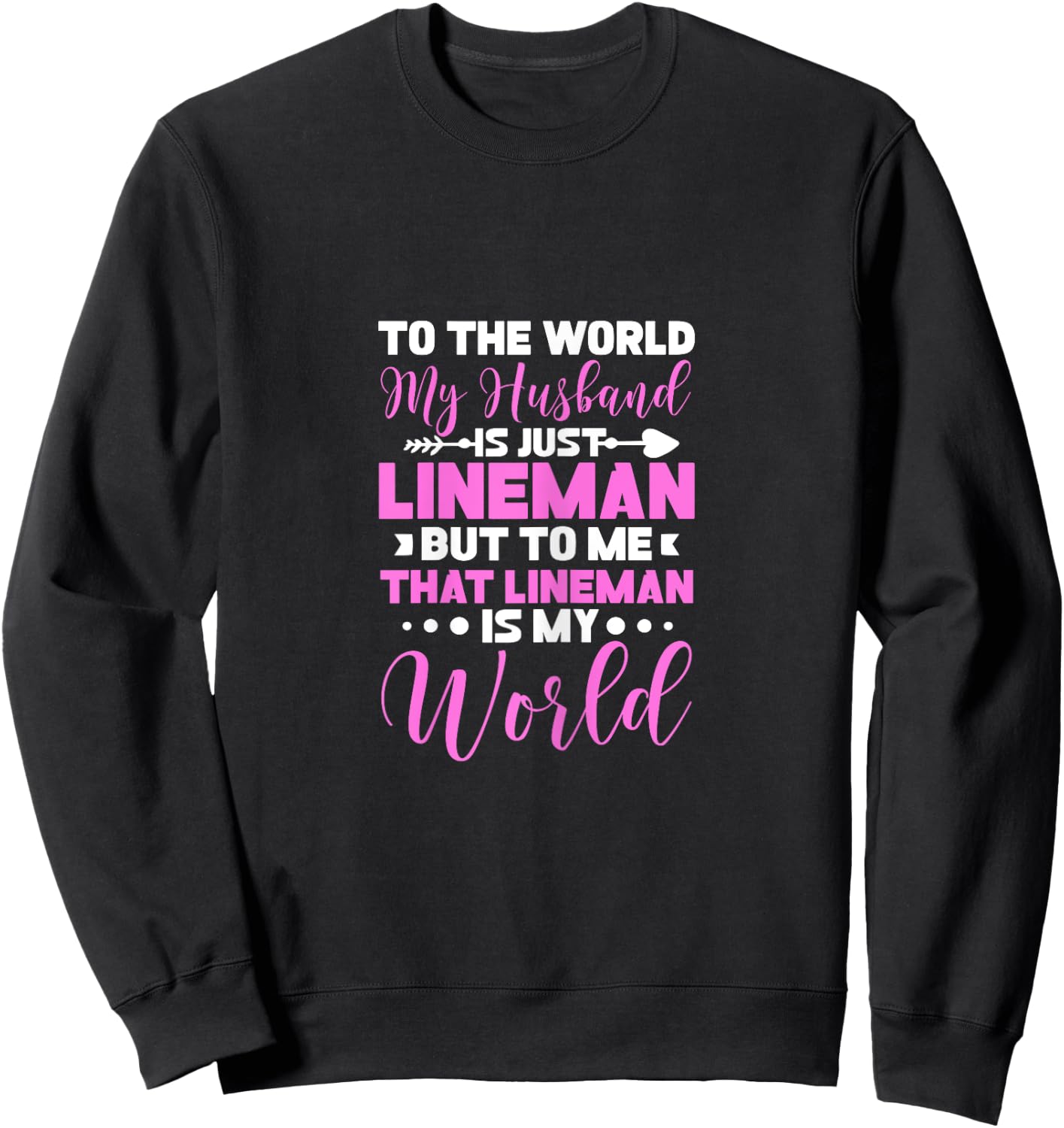 Lineman's Wife To The World My Husband Is Just Lineman Sweatshirt - Sweatshirt | Black