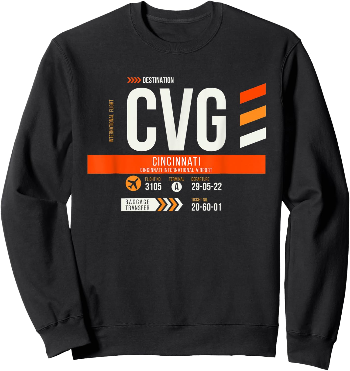Vintage Cincinnati CVG Airport Code Travel Day Retro Travel Sweatshirt - Sweatshirt | Black