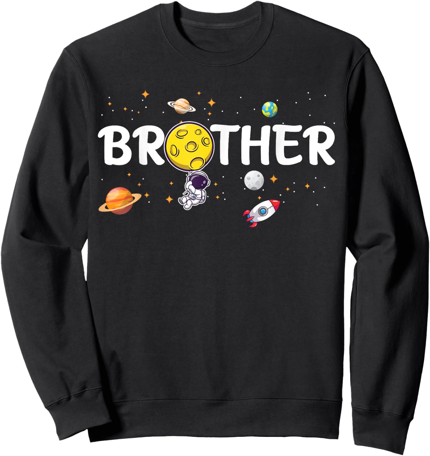 Brother of The Birthday Boy Astronaut 1st Birthday Family Sweatshirt - Sweatshirt | Black