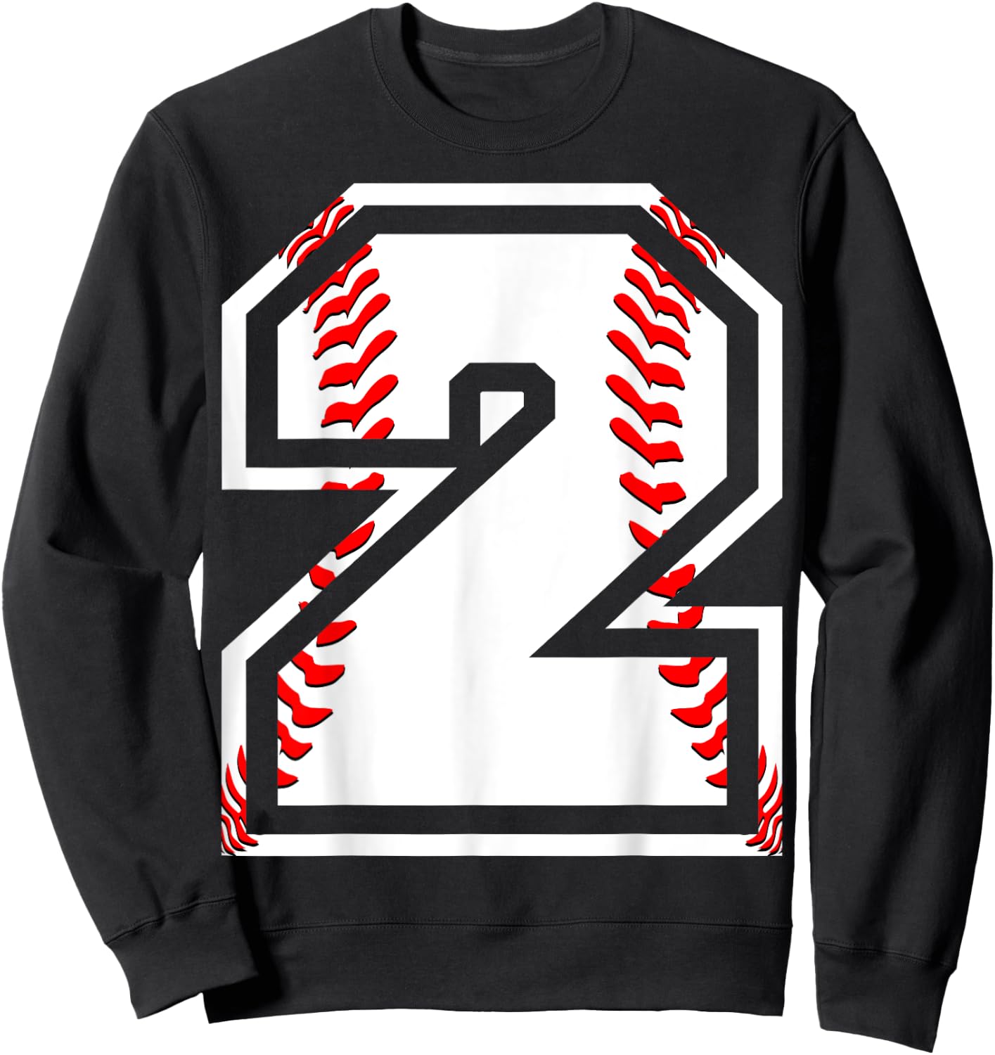 Kids 2nd Birthday Sports Gift - Number 2 Baseball Theme Gift Sweatshirt - Sweatshirt | Black