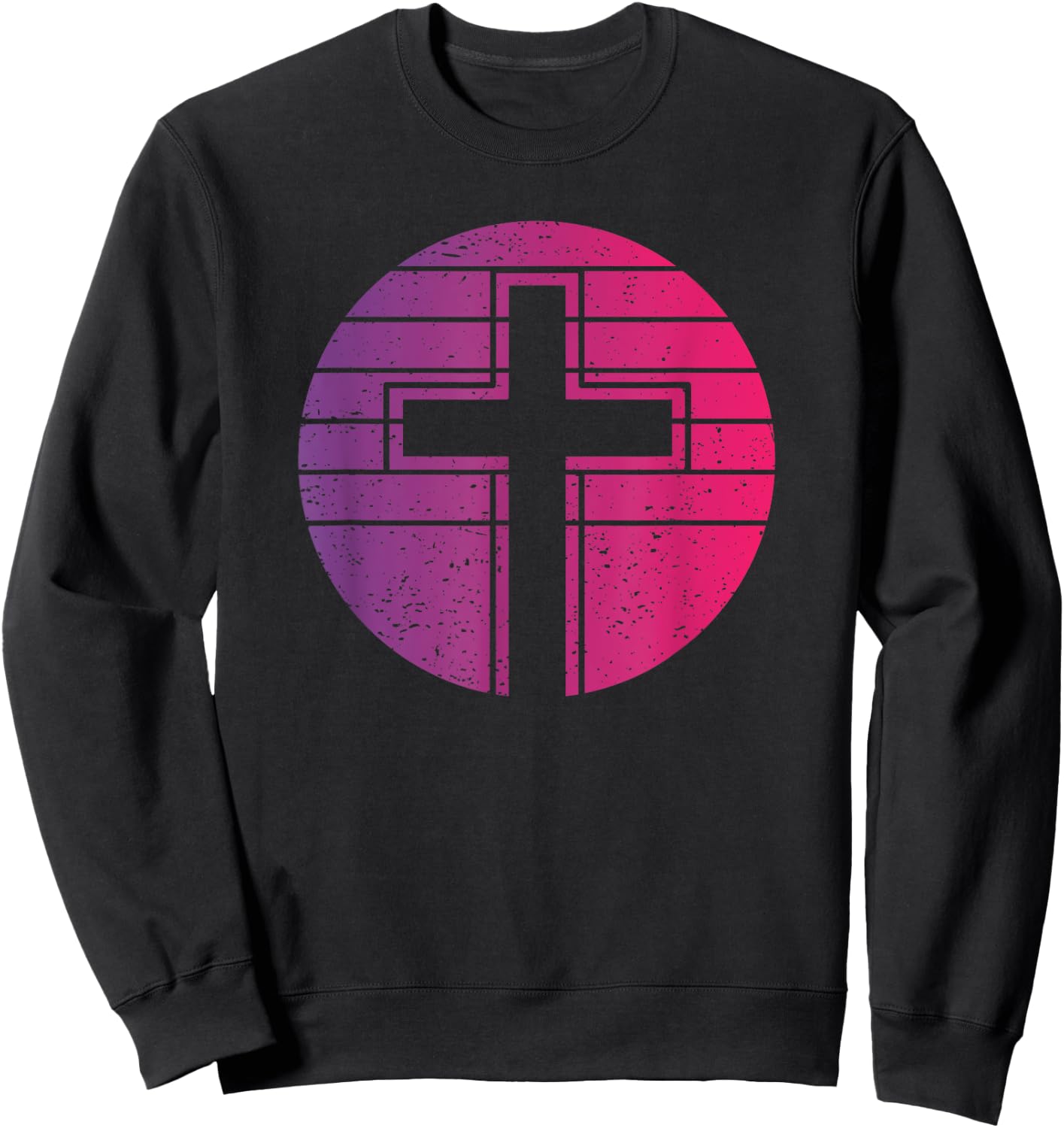 Jesus Cross Retro Style Vintage Sweatshirt - Sweatshirt | Black