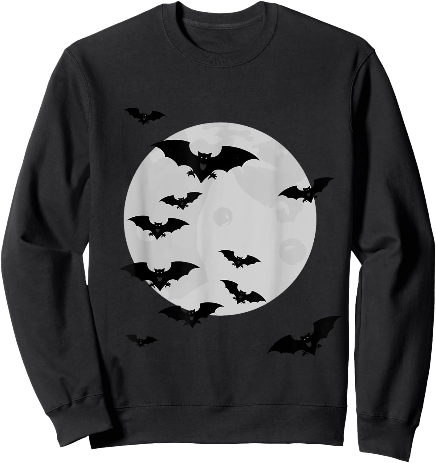 Flying Bats Moon Creepy Gothic Halloween Costume Sweatshirt - Sweatshirt | Black