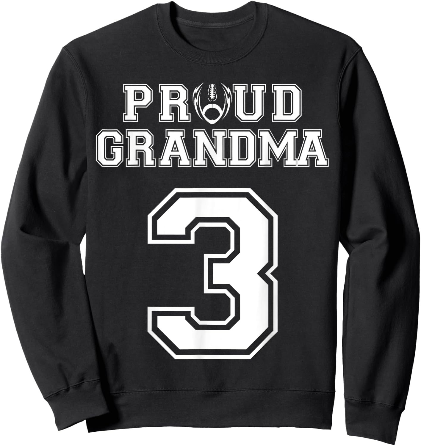Custom Proud Football Grandma Number 3 Personalized Women Sweatshirt - Sweatshirt | Black