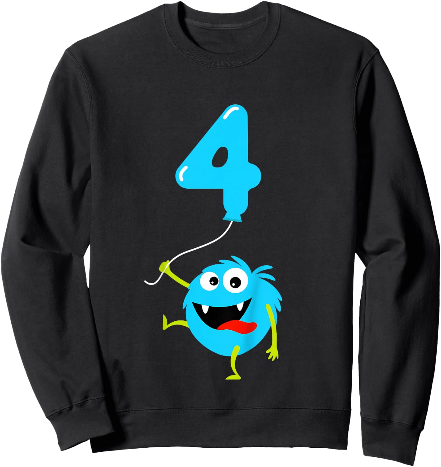 4th Birthday Cute Monster Gift Shirt For 4 Year Old Boys Sweatshirt - Sweatshirt | Black