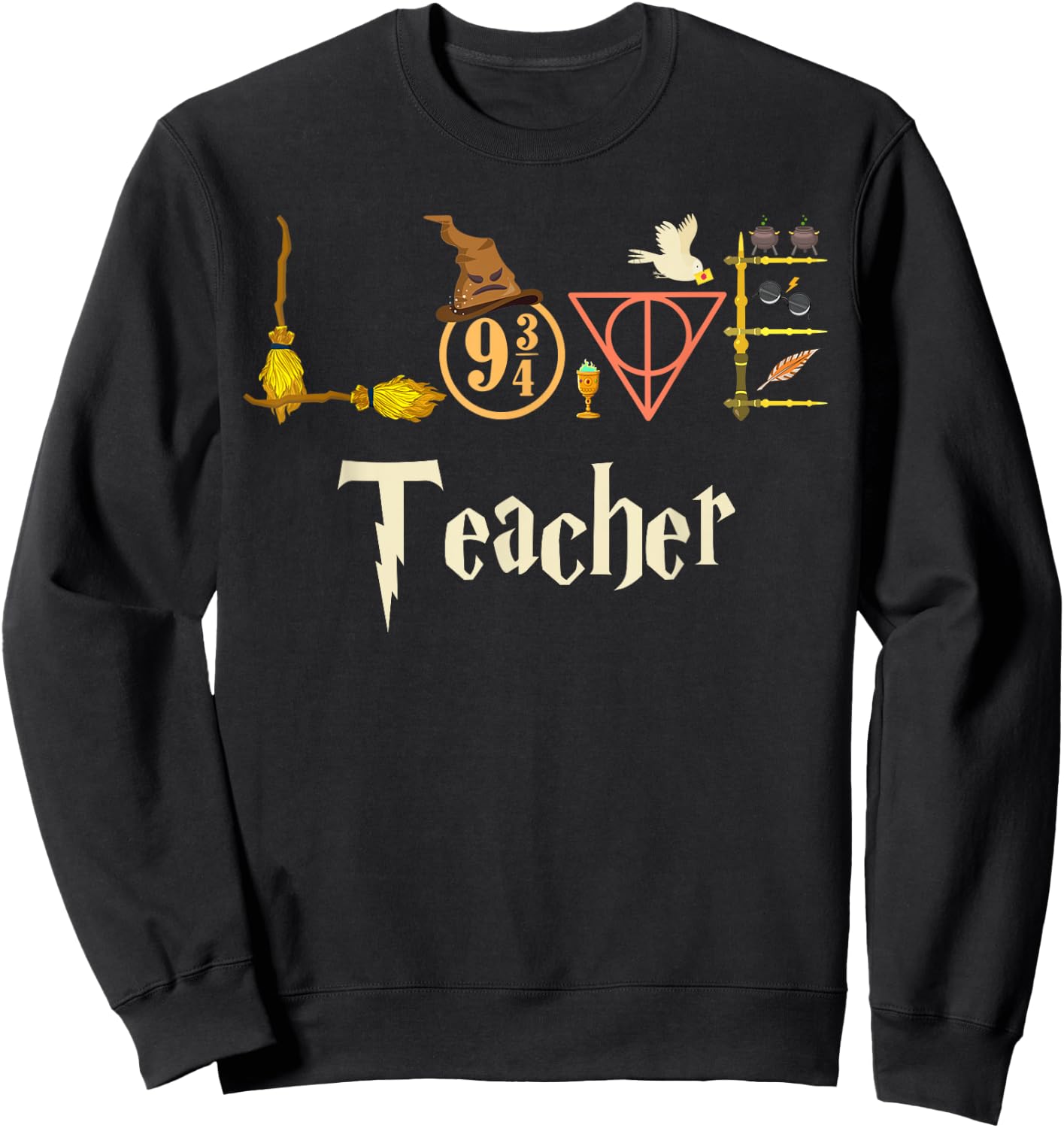 Love Teacher Wizards Back To School Halloween Sweatshirt - Sweatshirt | Black