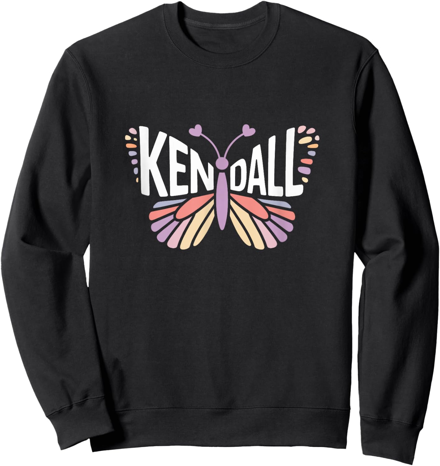 Kendall Butterfly - Personalized Cute Name Word Art Sweatshirt - Sweatshirt | Black