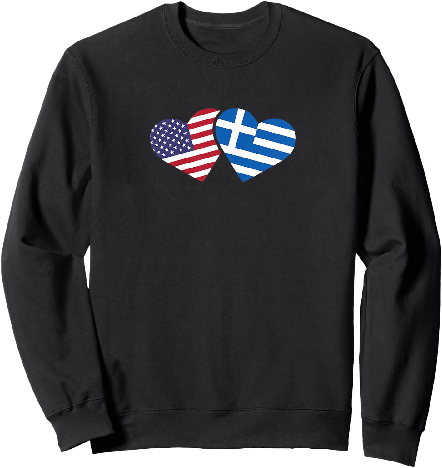 Greece USA Flag T Shirt Heart Greek American Love Sweatshirt - Sweatshirt | Black