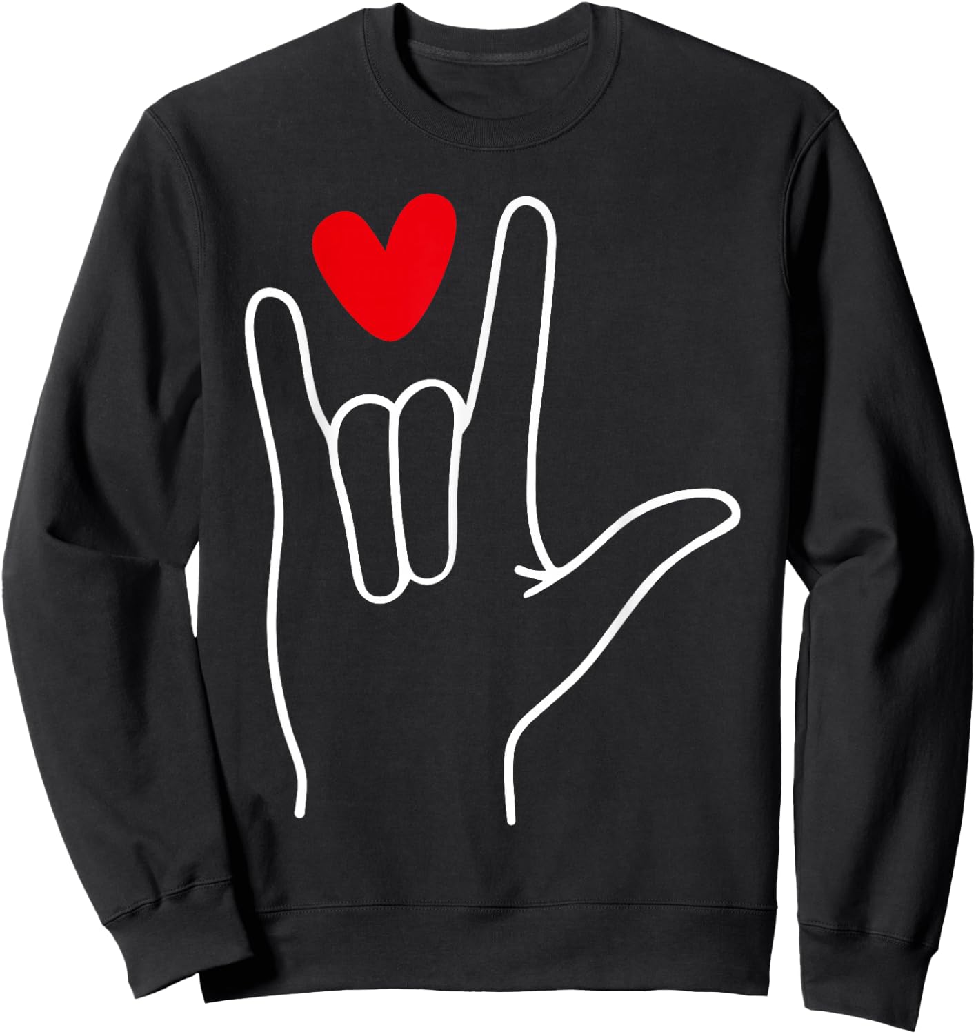 I Love You Sign Language Cute Happy Valentine’s Day Sweatshirt - Sweatshirt | Black