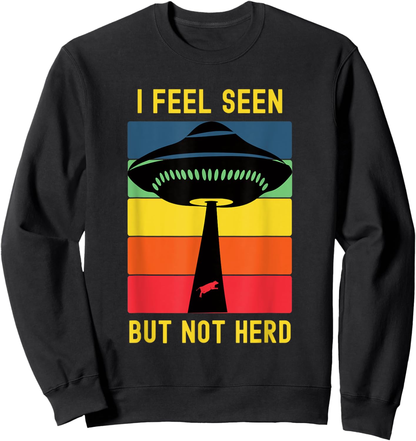 Funny Alien Abduction UFO Extraterrestrial Cow Introvert Sweatshirt - Sweatshirt | Black