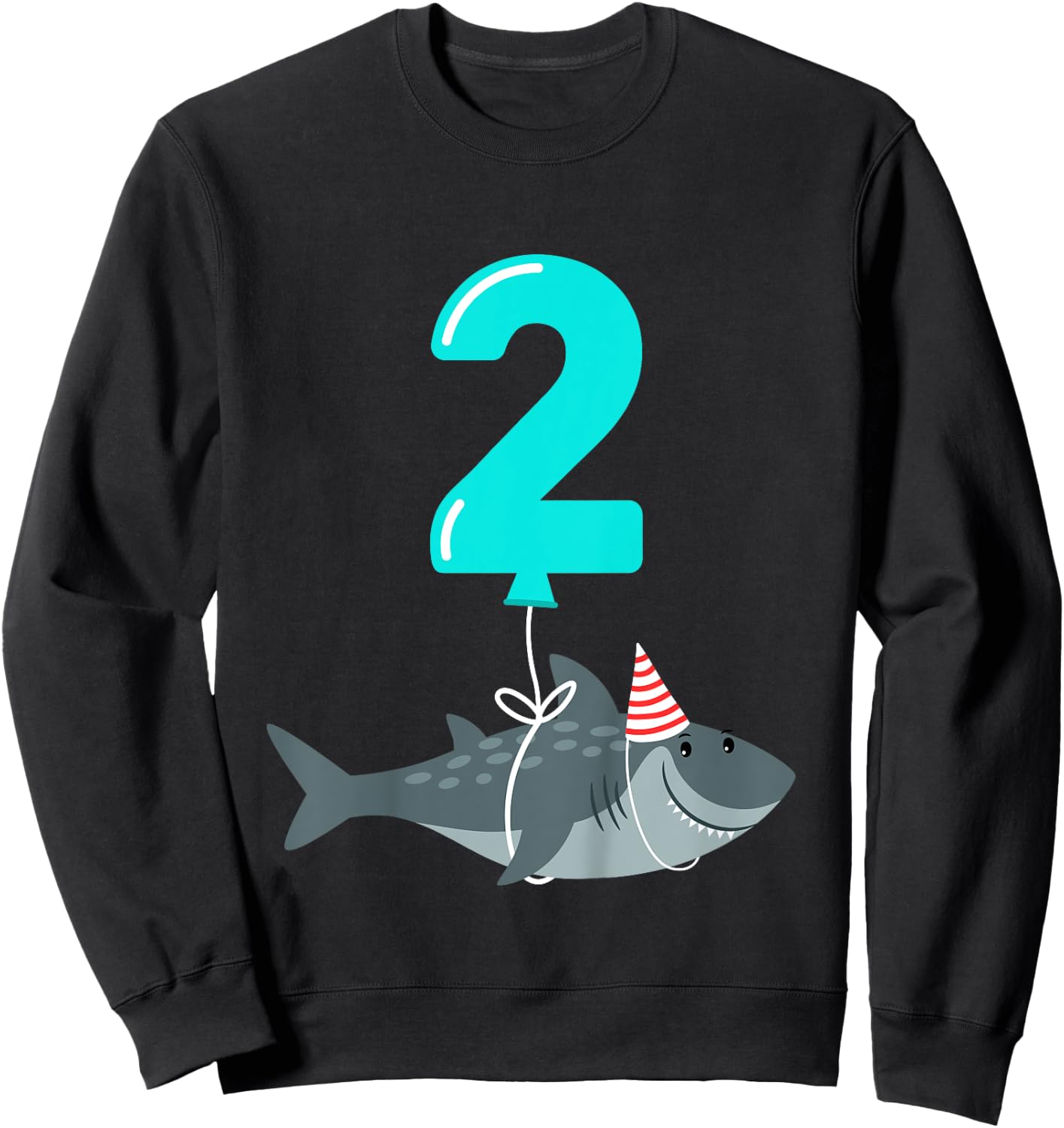 Kids 2nd Birthday Shark Shirt | Cute 2 Year Old Shark Gift Shirt Sweatshirt - Sweatshirt | Black