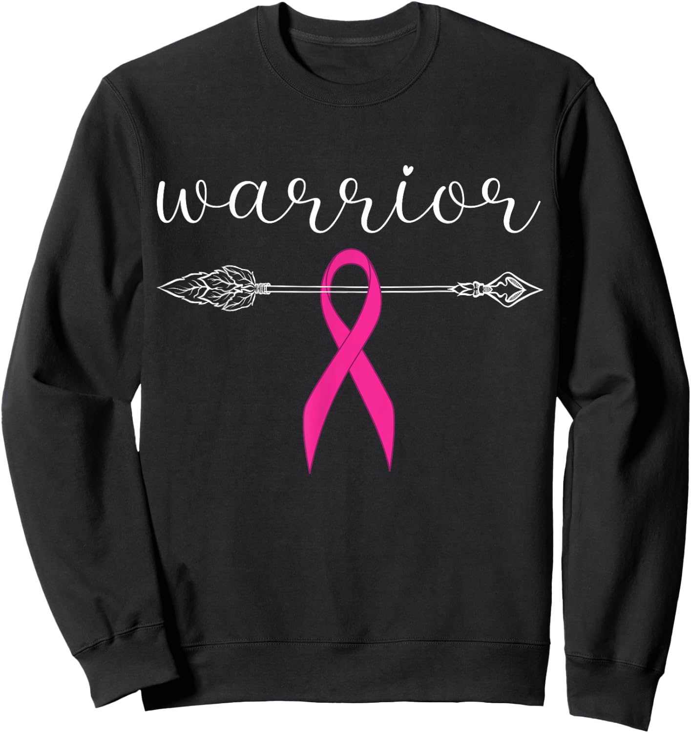 Warrior Survivor Fighter Pink Ribbon Warrior Breast Cancer Sweatshirt - Sweatshirt | Black
