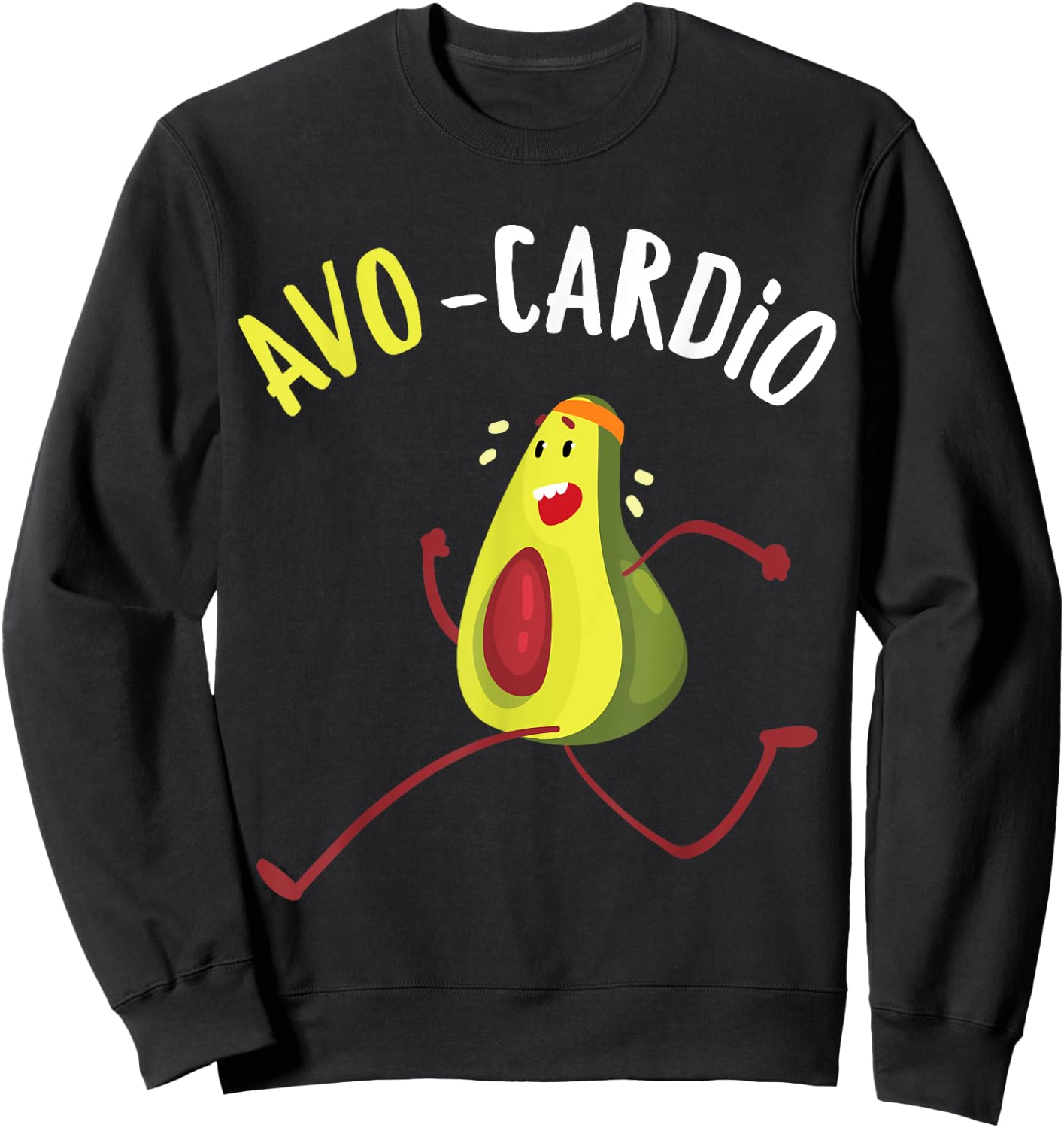 Funny Avo-Cardio Pun Workout Running Avocado Sweatshirt - Sweatshirt | Black