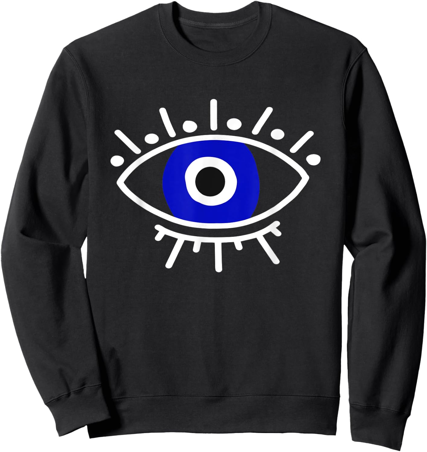 Evil Eye Curse Protection Hand of Hamsa Seeing Eyes Evil Eye Sweatshirt - Sweatshirt | Black