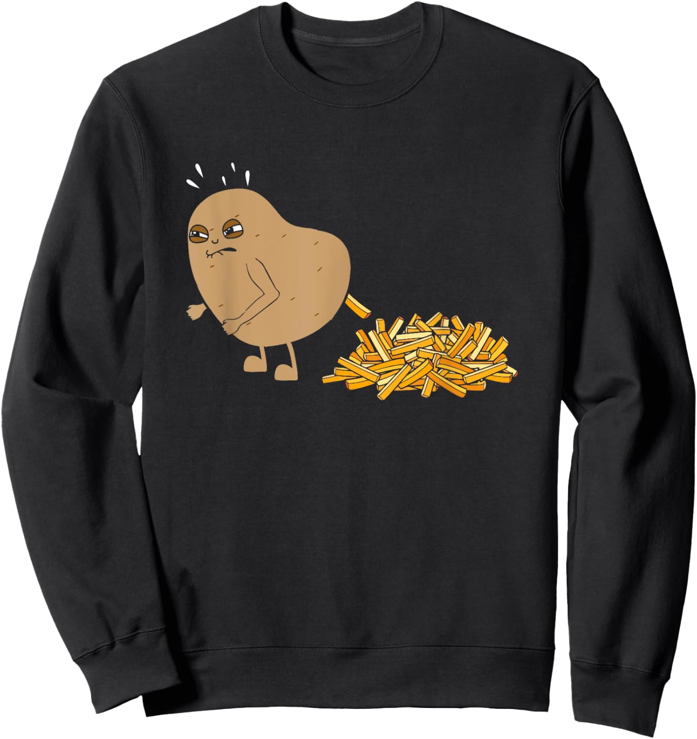 Potato Pooping Fries Funny French Fries Potato Lover Sweatshirt - Sweatshirt | Black